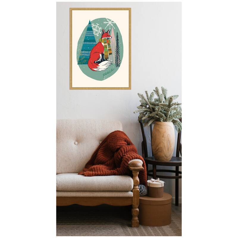 Kate and Laurel Sylvie Framed Canvas Winter Fellows Fox by Hannah Beisang