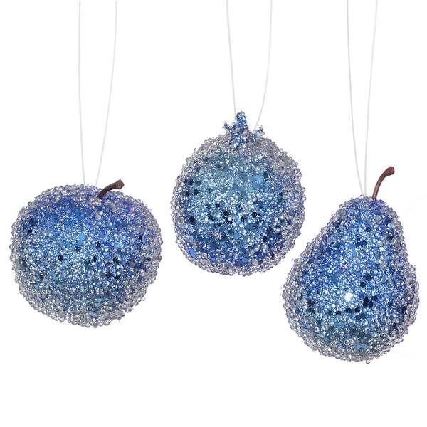 Shop 3ct Cobalt Blue Beaded Sequin And Glitter Pear Apple And