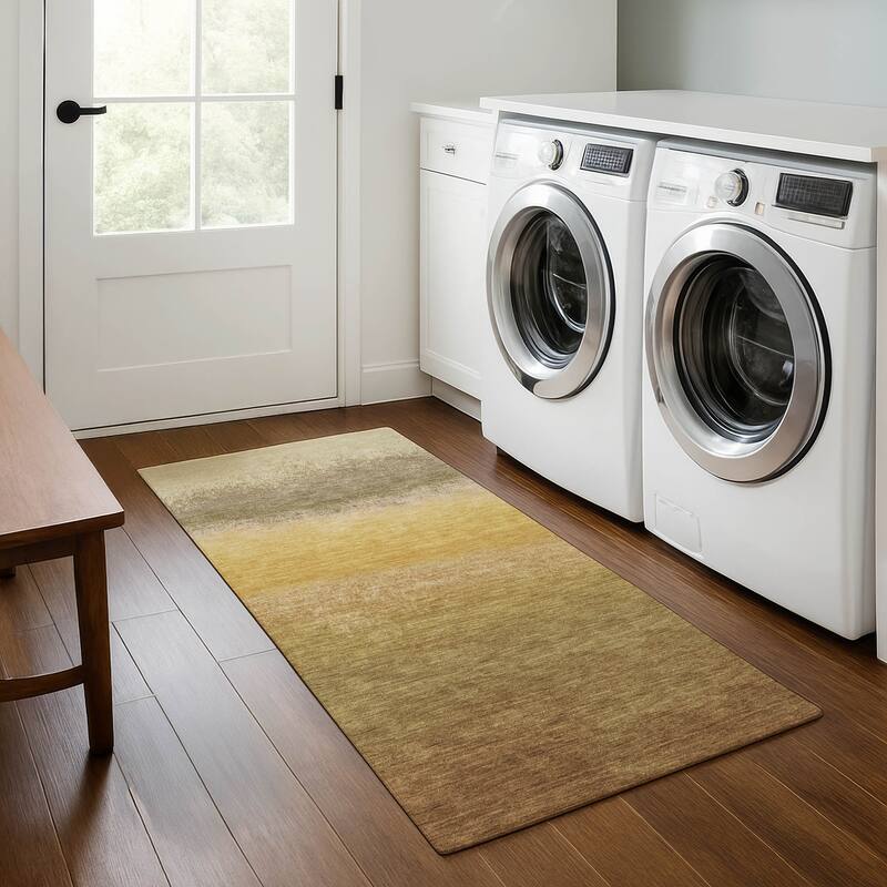 Premium Washable Super Soft Abstract Ombre Mayfield Rug - Gold - 2'3" x 7'6"