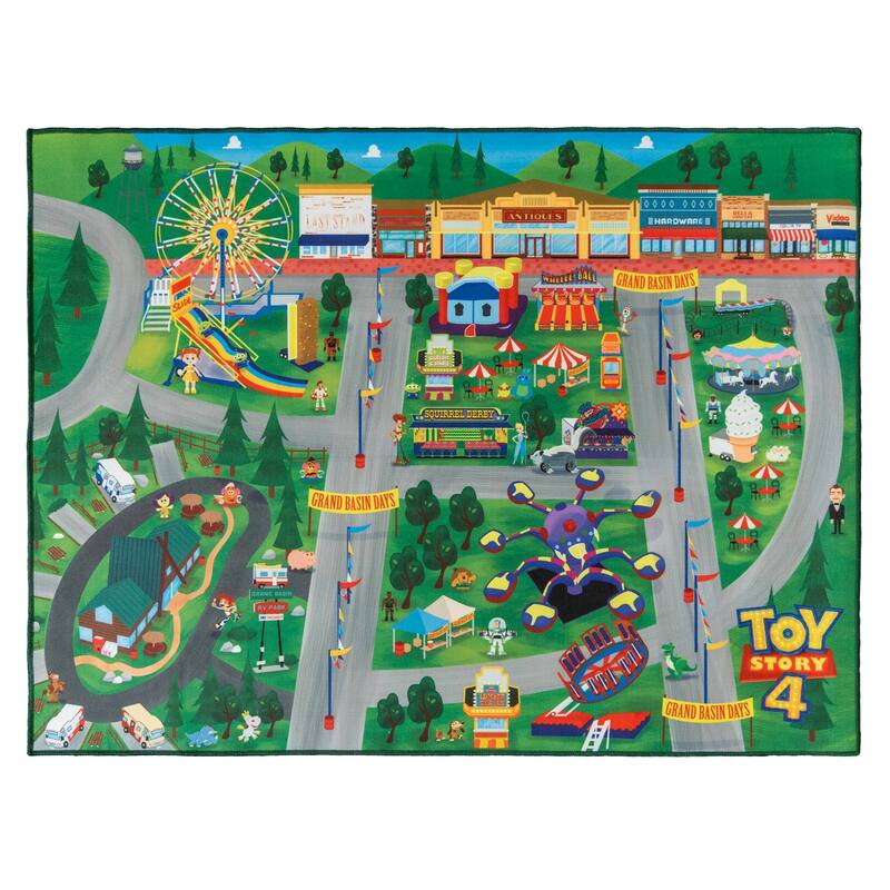 Licensed Pixar Toy Story Youth Novelty Soft Polyester Non-Slip Stain Resistant Indoor Area Rug 3x5 - 3' 4" x 4' 6" - Toy Story Play - Rectangle