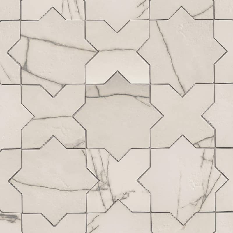 Merola Tile Istanbul Star Day with Day Cross 6" x 12" Porcelain Floor and Wall Tile - Case (32 Tiles)