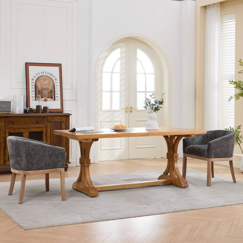 Roomfitters Upholstered Dining Chairs with Barrel Back & Wood Legs, Modern Accent Side Chairs for Kitchen and Living Room