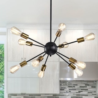 Modern Sputnik Chandelier Black and Gold 10 Light Pendant Light - Bed ...