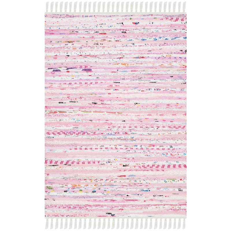 SAFAVIEH Handmade Rag Rug Litzy Stripe Cotton Rug - 2' x 3' - Light Pink/Multi