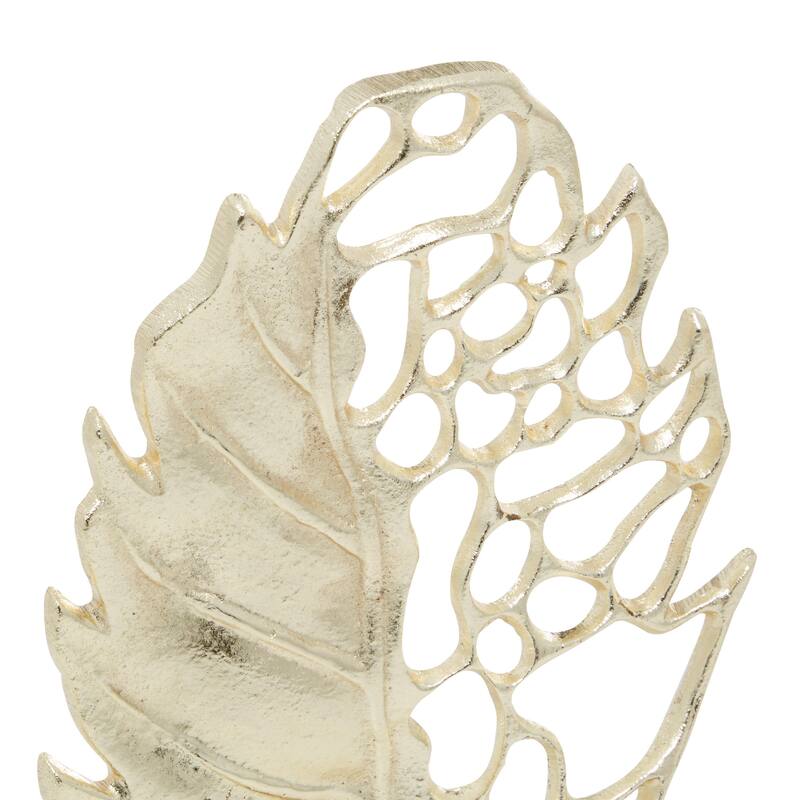 Aluminum Metal Leaf Decorative Sculpture - Set of 2 Gold - Roche River Decor