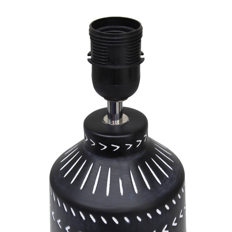 Patterned Ceramic Table Lamp with Fabric Drum Shade Modern Boho Style Multiple Colors - 8.27” x 8.27” x 17.00”