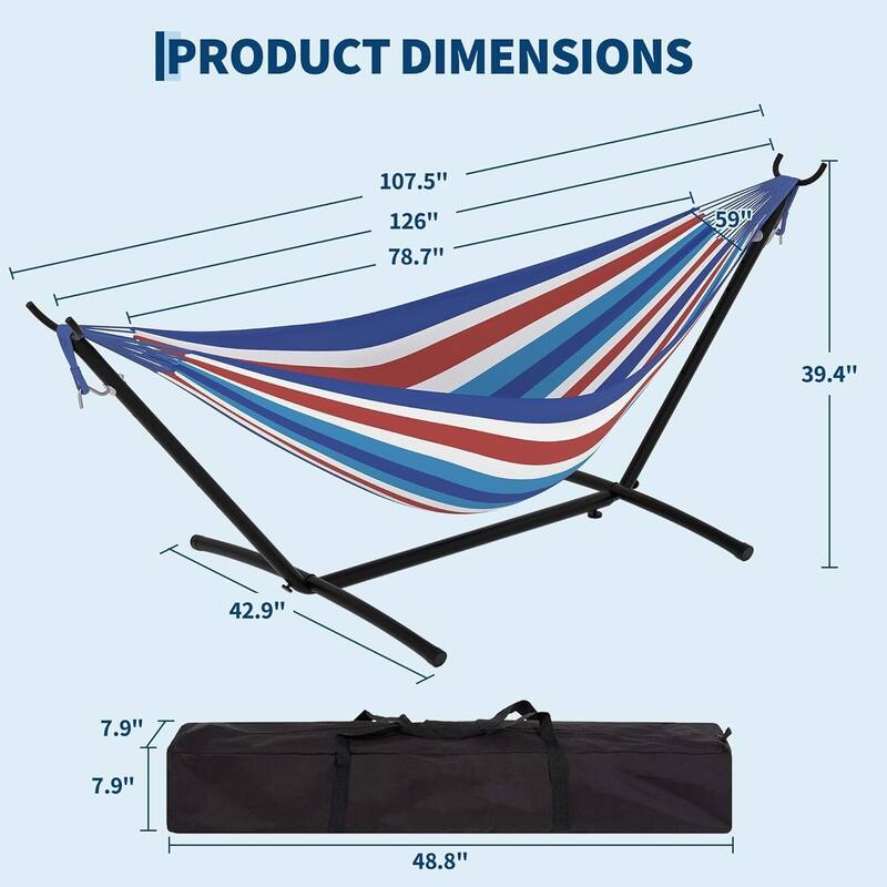 Portable Double Hammocks with Carrying Bag for Outside, 450 lbs Capacity