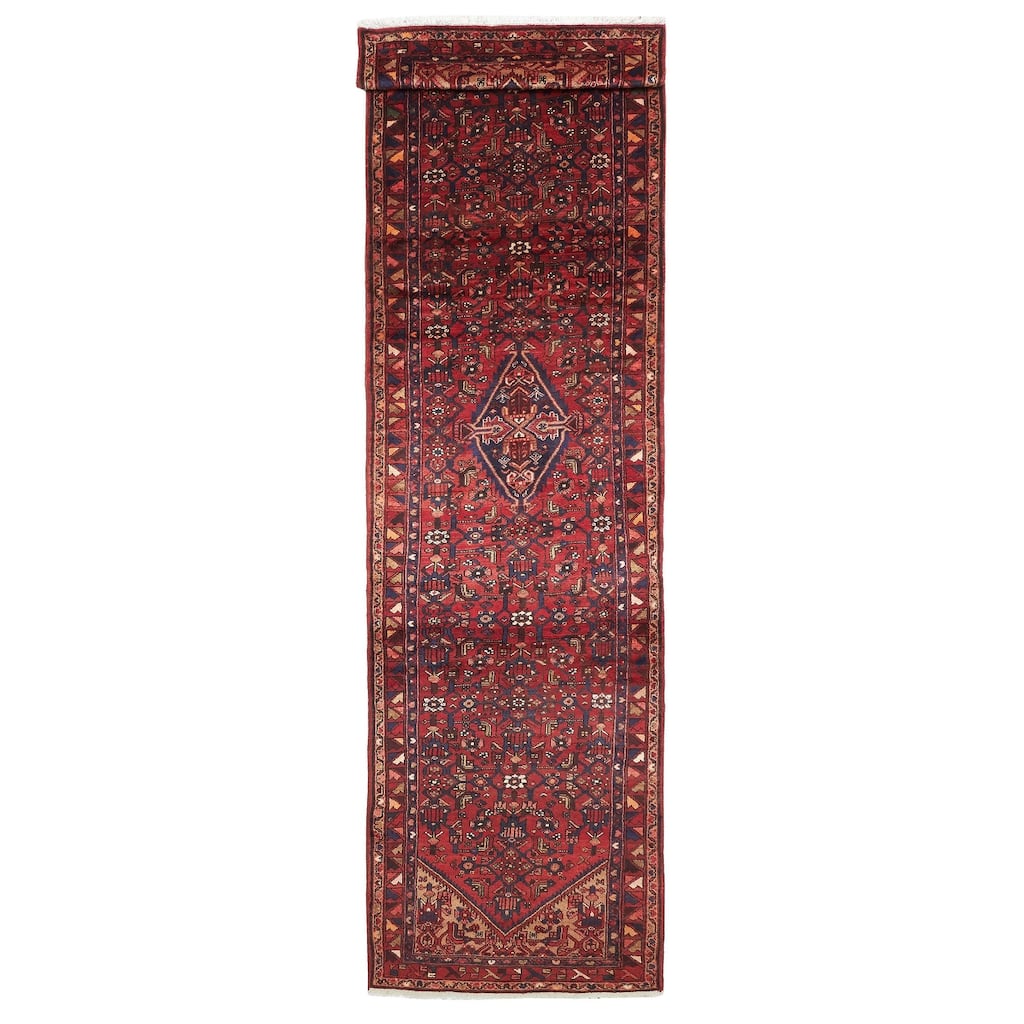 ECARPETGALLERY Hand-knotted Andelz Red Wool Rug - 3'5 x 13'0