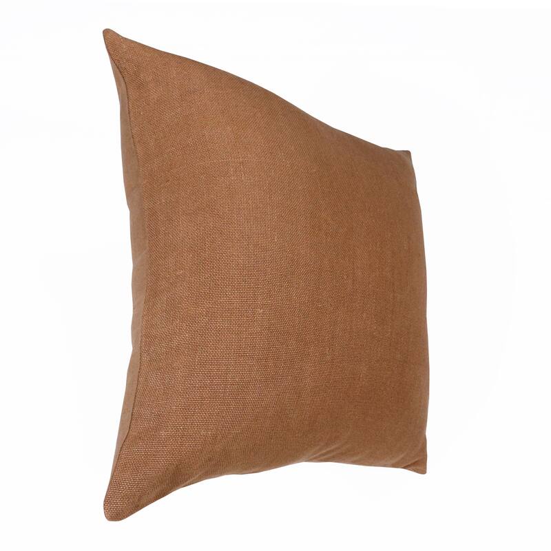Sevita Hand-Woven Solid Linen Throw Pillow, 20" x 20"