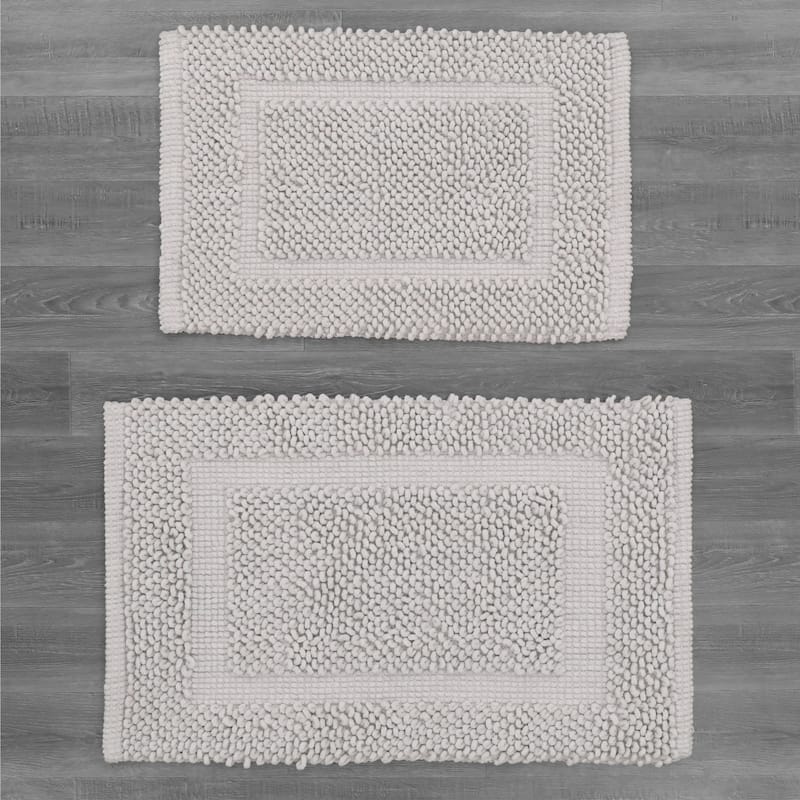 Sophie Border Ultra-plush Chenille Non-Slip Cotton Bath Mat (Set of 2)
