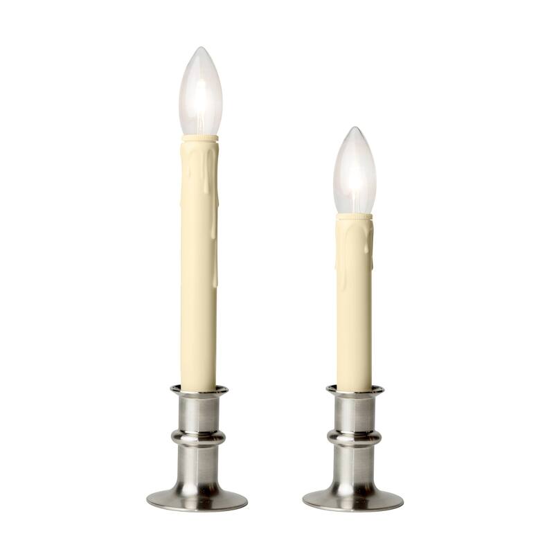 Battery Operated Bi-Directional LED Adjustable Candle 2-pack or 4-pack - Brushed Nickel 2-Pack