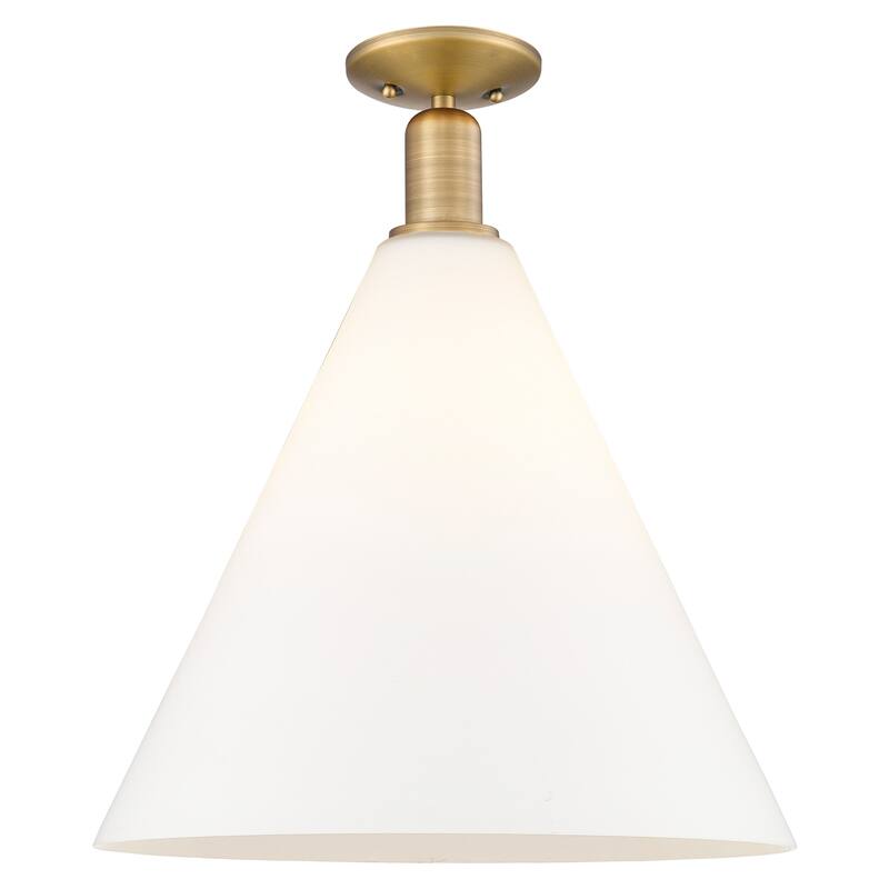 Innovations Lighting 716-1C-19-16 Berkshire Glass Semi-Flush Berkshire - Brushed Brass / Matte White