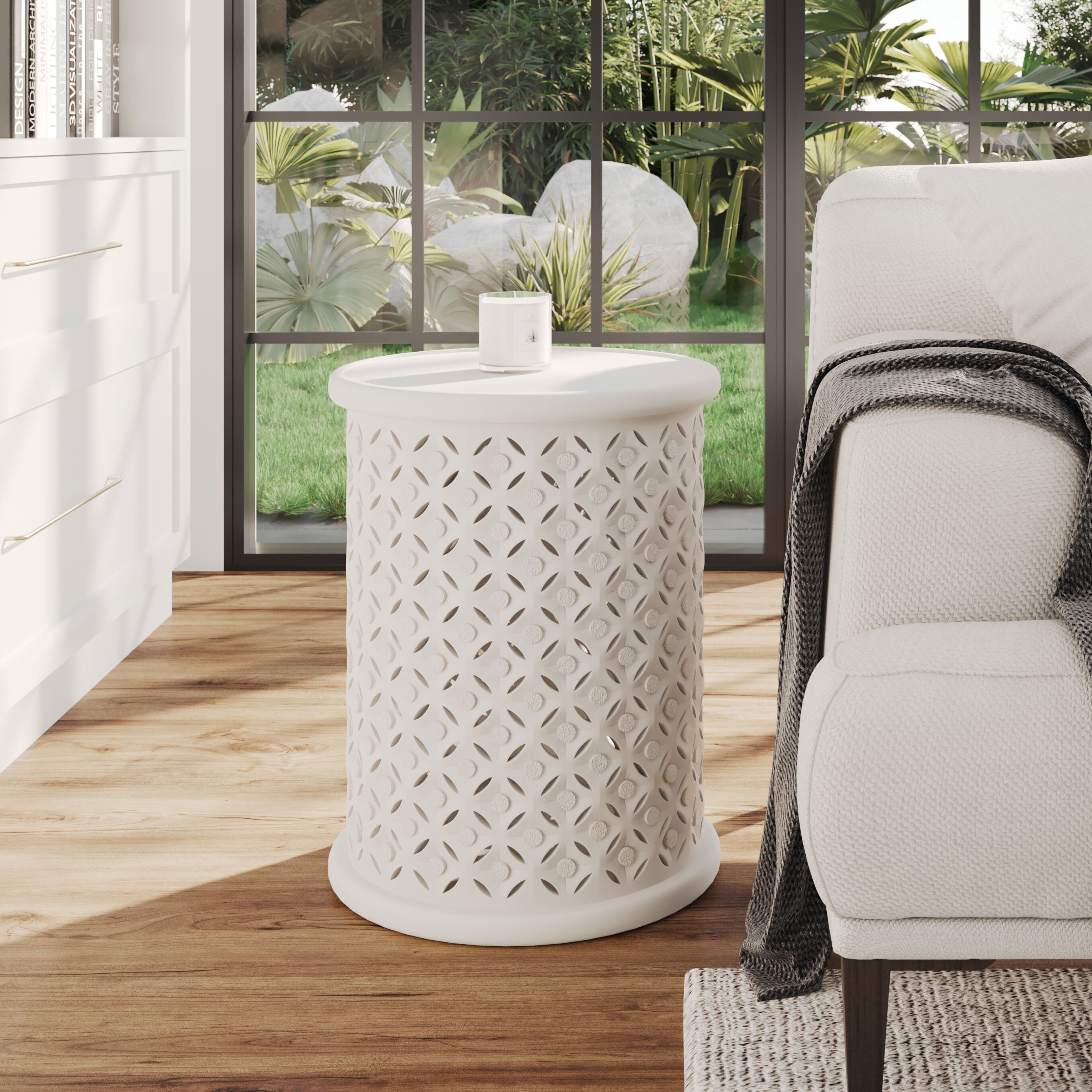 East at Main Solid Wood Handmade Accent Table with Cut out Pattern