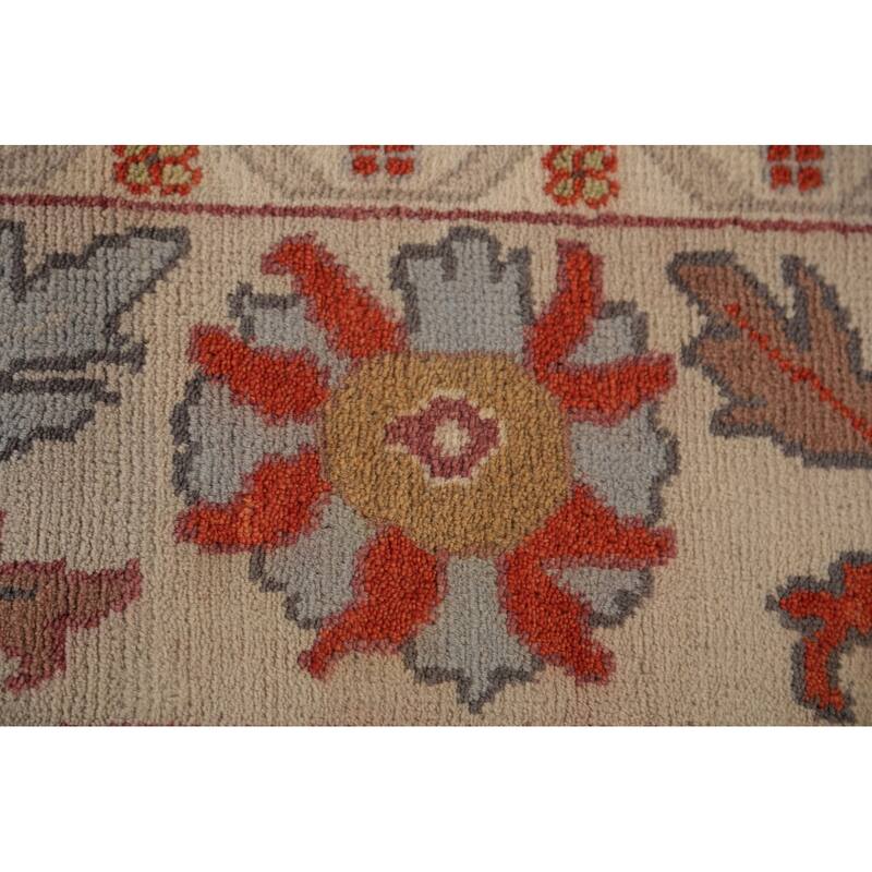 Gray Oushak Oriental Area Rug Hand-Knotted Wool Carpet - 8'10"x 11'9"