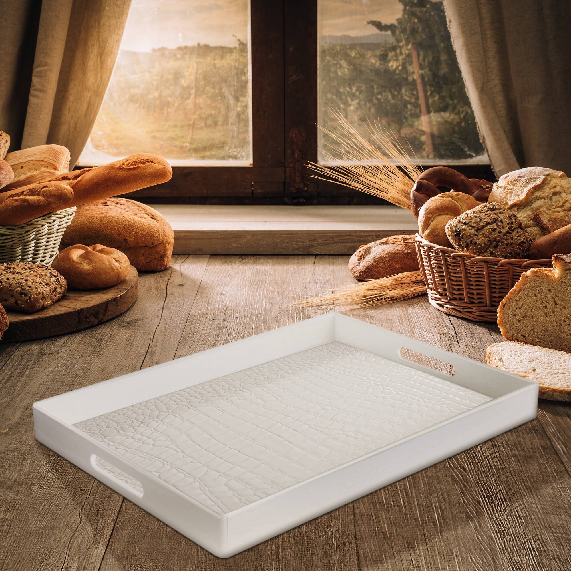 White Modern Contemporary Rectangle Serving Platters and Trays