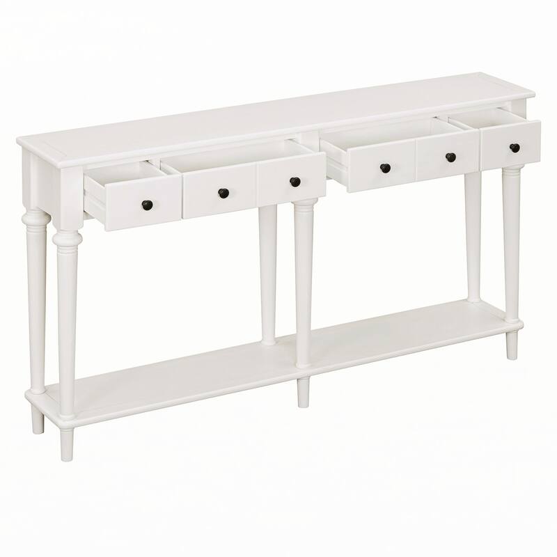 Entryway Table with 4 Drawers(White)