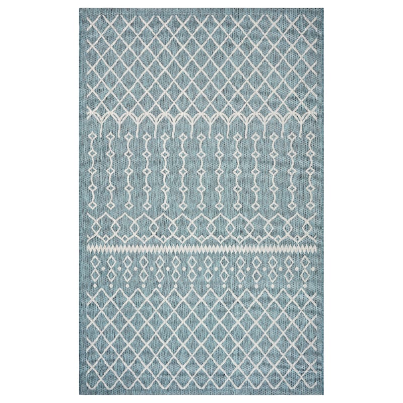 Sevita Sadie Contemporary Trellis Blue/Gray Durable Performance Indoor/Outdoor Area Rug - 7'9" x 9'9"