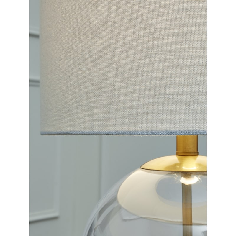 Ashley Furniture Samder Clear & Brass Glass Table Lamp - 14"W x 14"D x 21"H