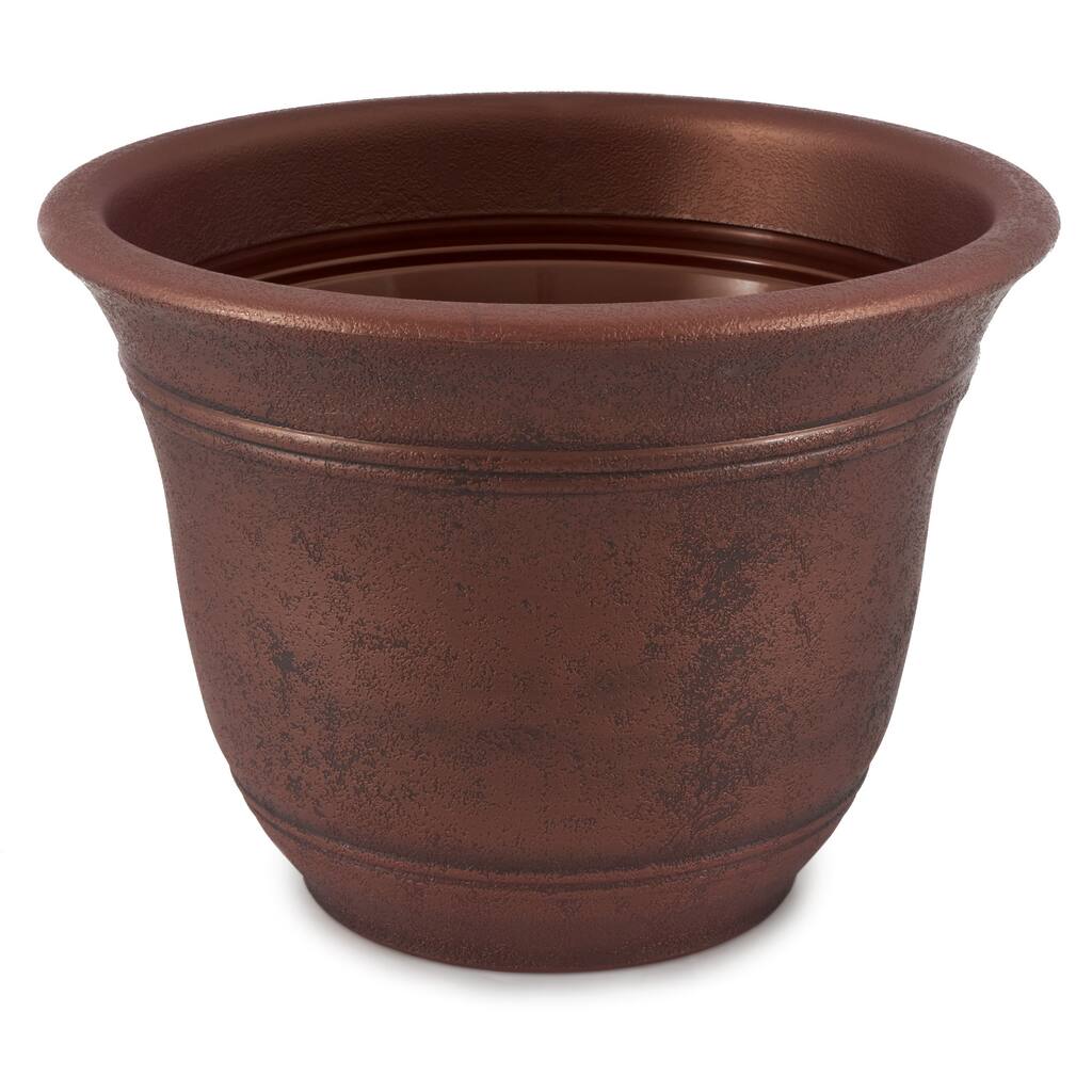 HC Companies Sierra 16 Inch Round Flower Garden Planter Pot, Rustic Redstone - 1.7