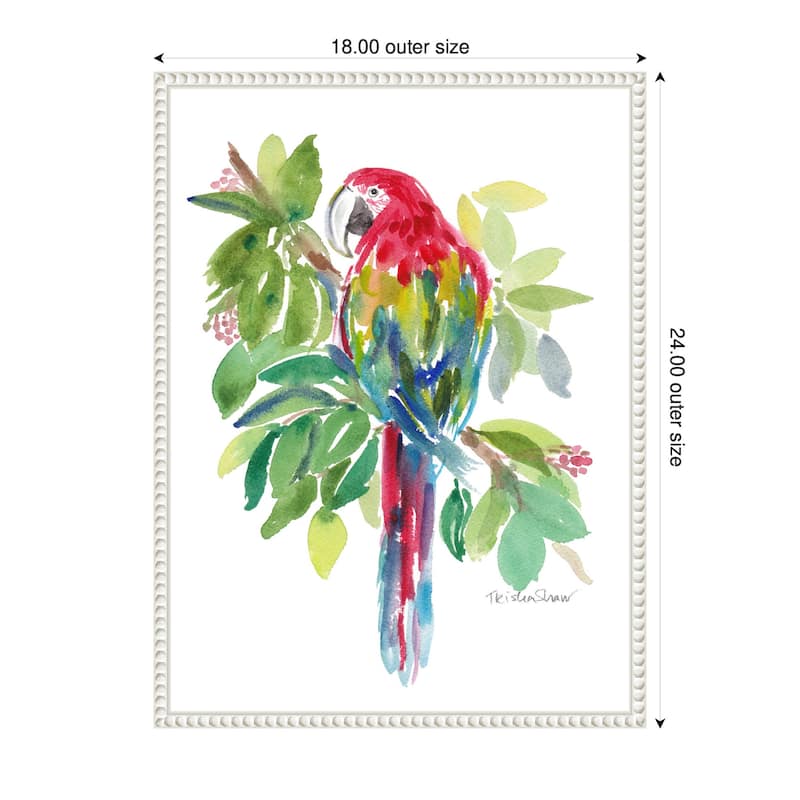 Kate and Laurel Sylvie Bright Parrot in the Greens Framed Canvas by Patricia Shaw