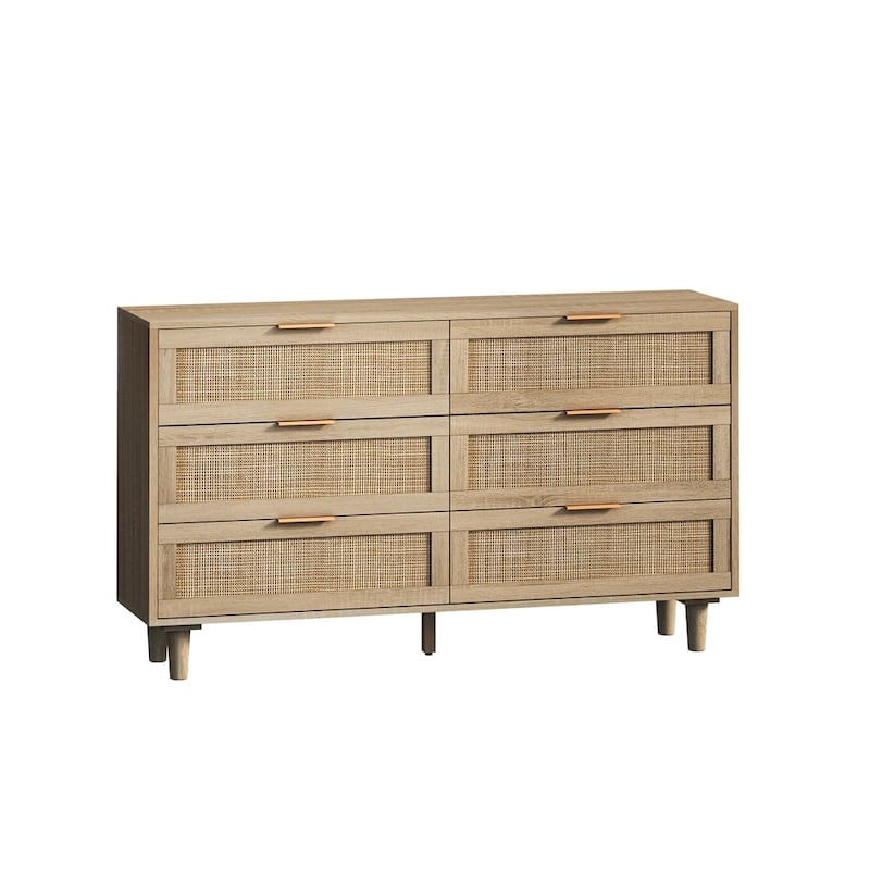 6-Drawers Dressers Rattan Storage Cabinet