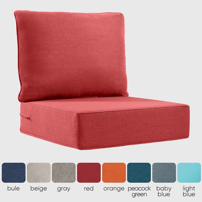 Outdoor Deep Seat Cushion Set 24 x 24 x 6 Inch - Red - 6 Inch