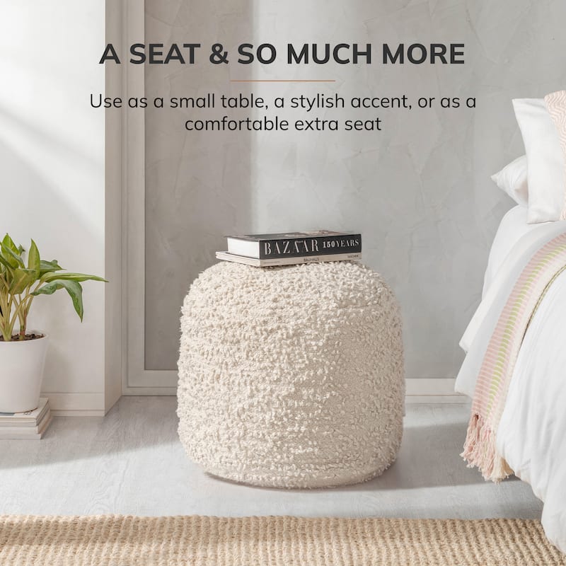Jani 22-inch Terracotta Pouf - Handcrafted Handmade Round Ottoman for Seating, Footrest, Home Decor for Living Room, Bedroom