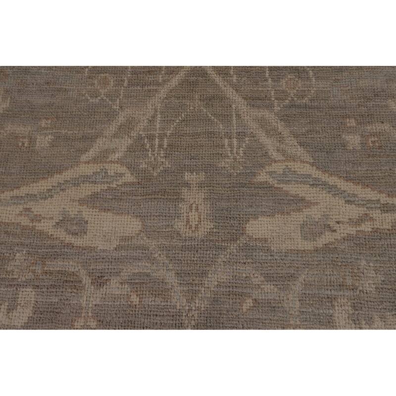 Transitional Oushak Turkish Area Rug Hand-Knotted Grey Wool Carpet - 9'1"x 11'8"