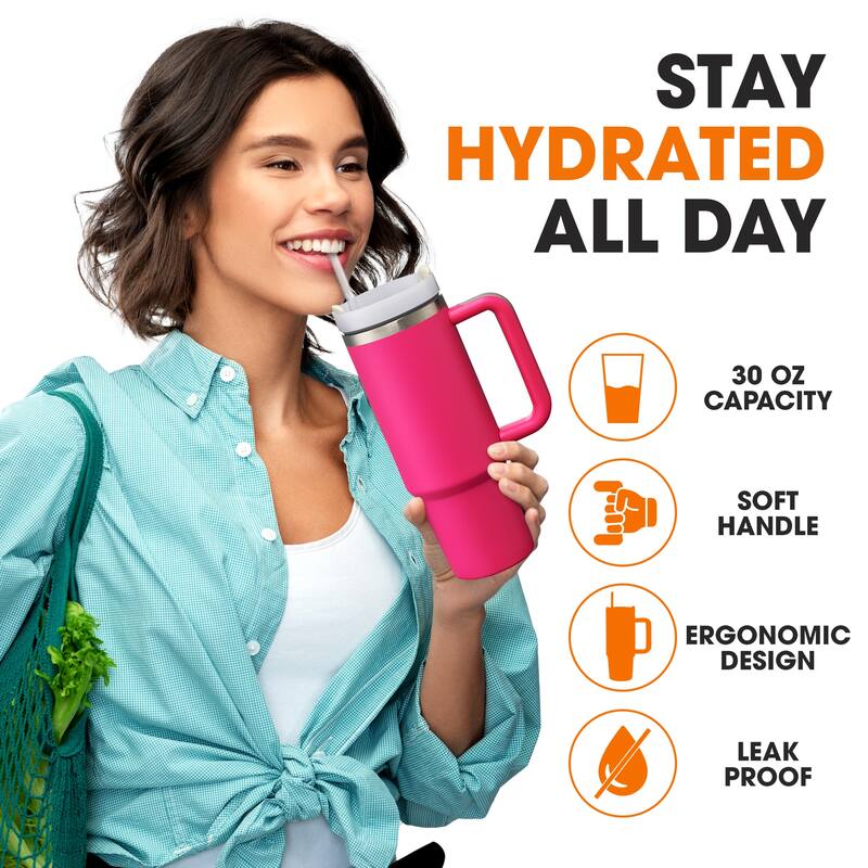 Cheer Collection Insulated Tumbler with Reusable Straw