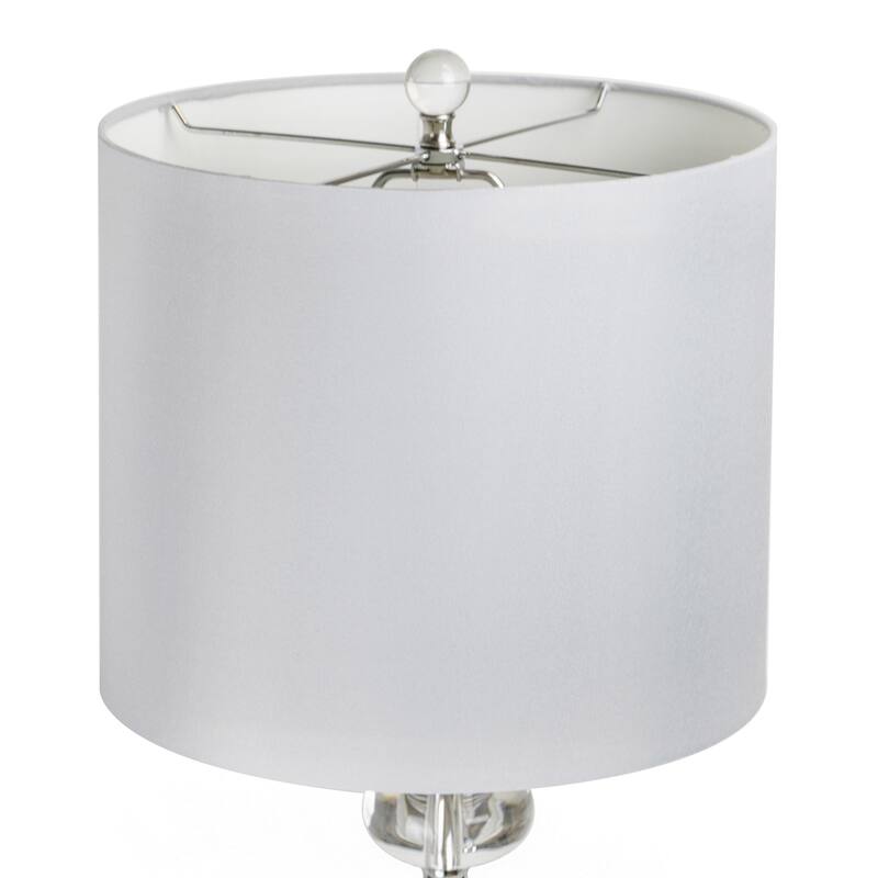 Torch 28.5" Clear Crystal Table Lamp W/ Silk-Like Drum Shade