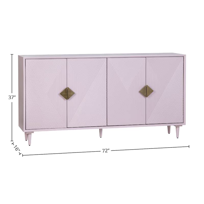 Four Door Wooden Sideboard with Gold Accents, Lilac Purple - 72"