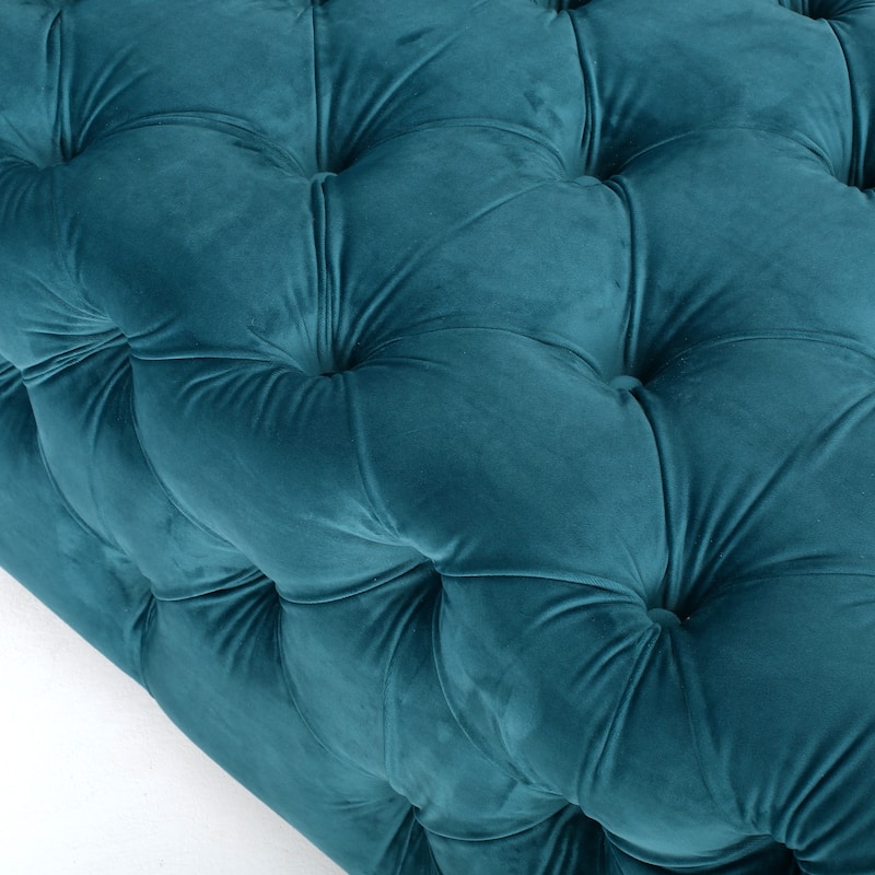 Velvet Tufted Bench Ottoman with Wooden Legs, Luxury Entryway Bench Bed-End Upholstered Bench for Mudroom, Bedroom