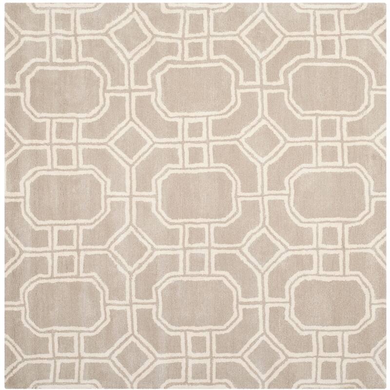 SAFAVIEH Handmade Soho Sharde N.Z. Wool/ Viscose Rug - 6' Square - Grey/Ivory
