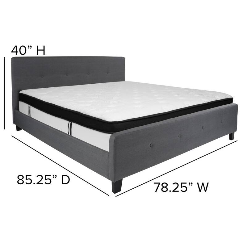 Button Tufted Platform Bed with Memory Foam Pocket Spring Mattress