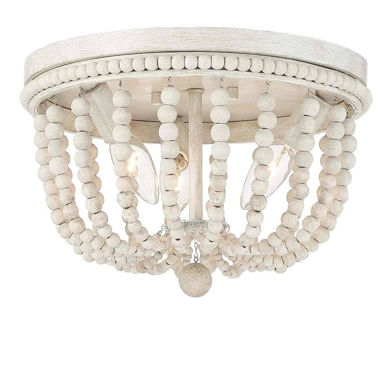 Fidenza 3-light Boho Beaded Flush Mount Ceiling Light Farmhouse Coastal Dome Lighting - 12 inches