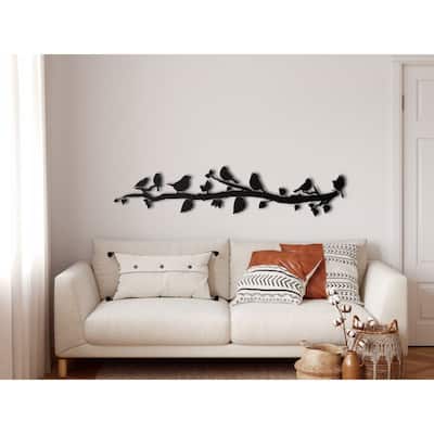 Birds on Branch 3 Panels Metal Wall Decor for Home and Outside - Wall-Mounted Geometric Wall Art Decor
