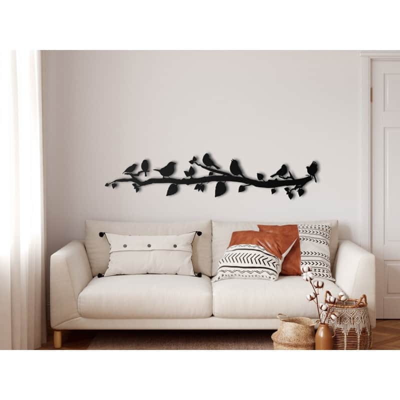 Birds on Branch 3 Panels Metal Wall Decor for Home and Outside - Wall-Mounted Geometric Wall Art Decor