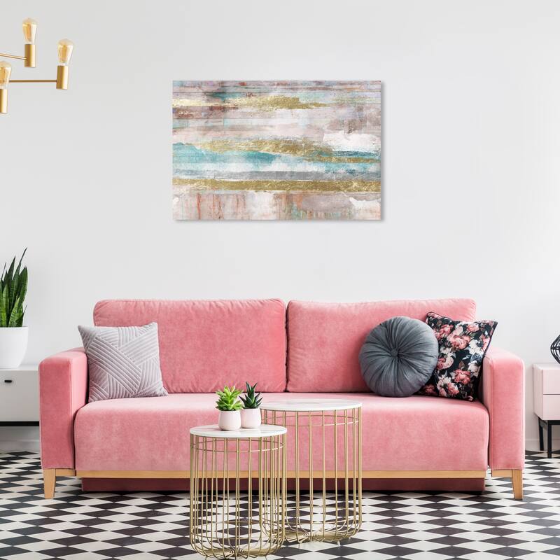 Wynwood Studio Canvas Abstract Mirage en Neutrale Gold and Light Blue Modern & Contemporary Wall Art Canvas Print - 24 x 36