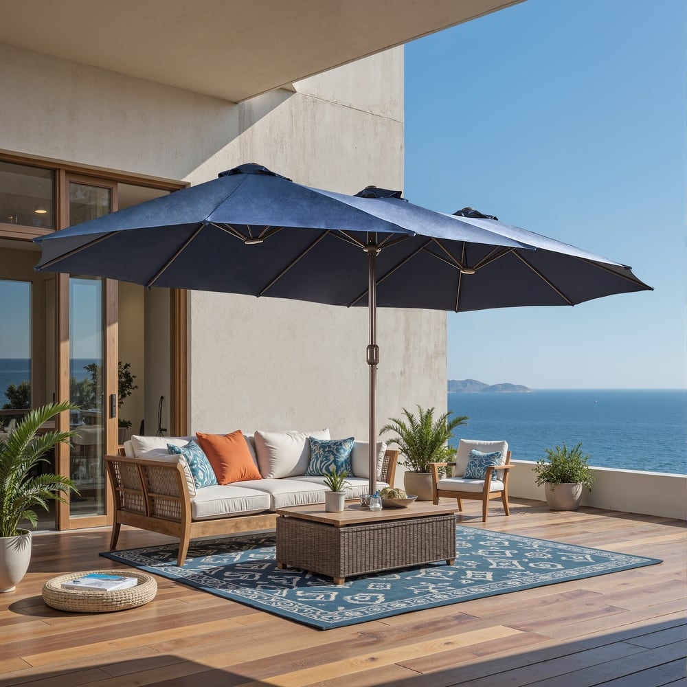 ​OVIOS 15ft Double Side Patio Umbrella Extra Large with Crank