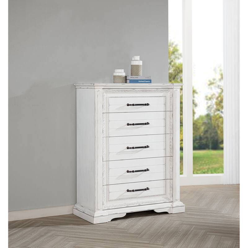 McKinney 5-drawer Bedroom Chest of Drawers Vintage White