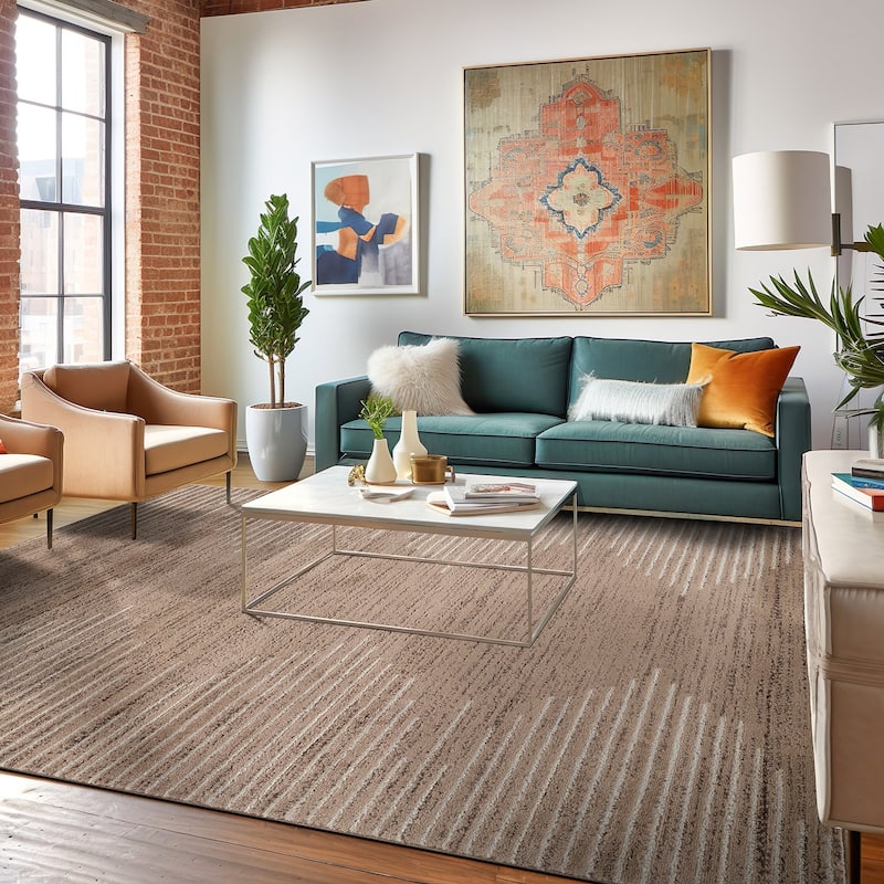 Bohemian Stripe Area Rug - 5' x 7' - Beige