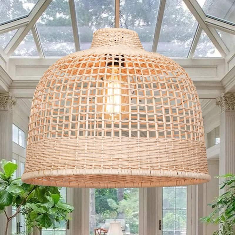Farmhouse bedroom light beige pendant lights ‎rattan,metal chandelier light