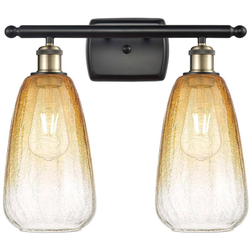 Innovations Lighting 516-2W-14-16 Brookhaven Almond Vanity Brookhaven - Black Antique Brass / Amber