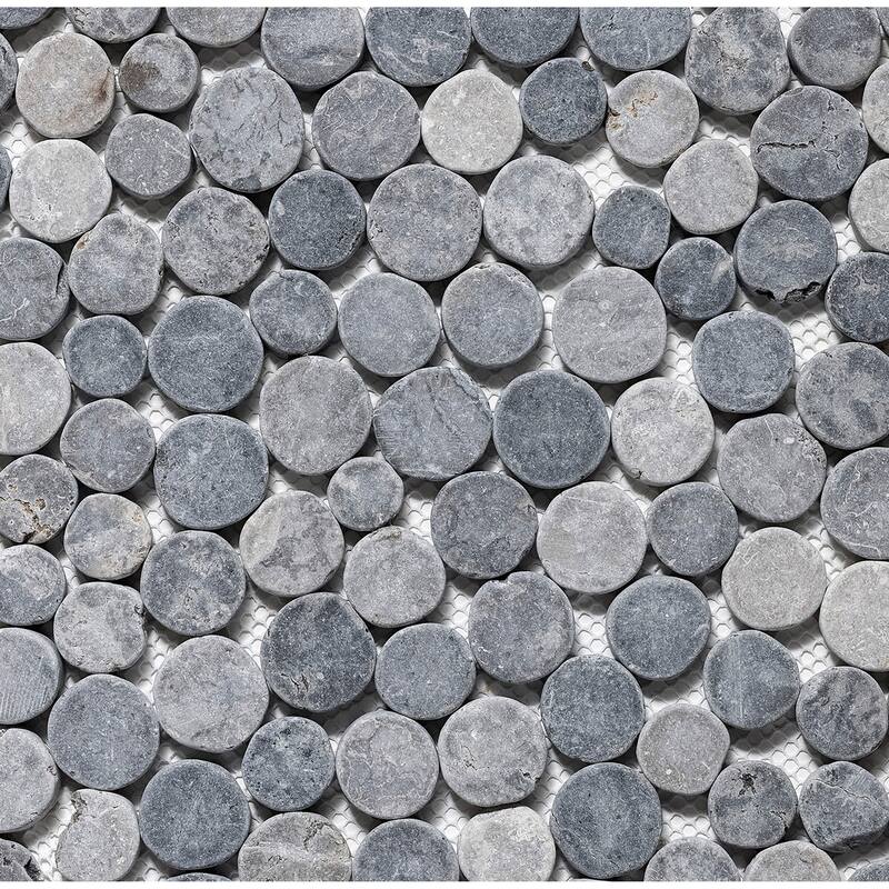 Penny Rounds 11 in. x 11 in. Honed Marble Mesh-Mounted Mosaic Wall and Floor Tile