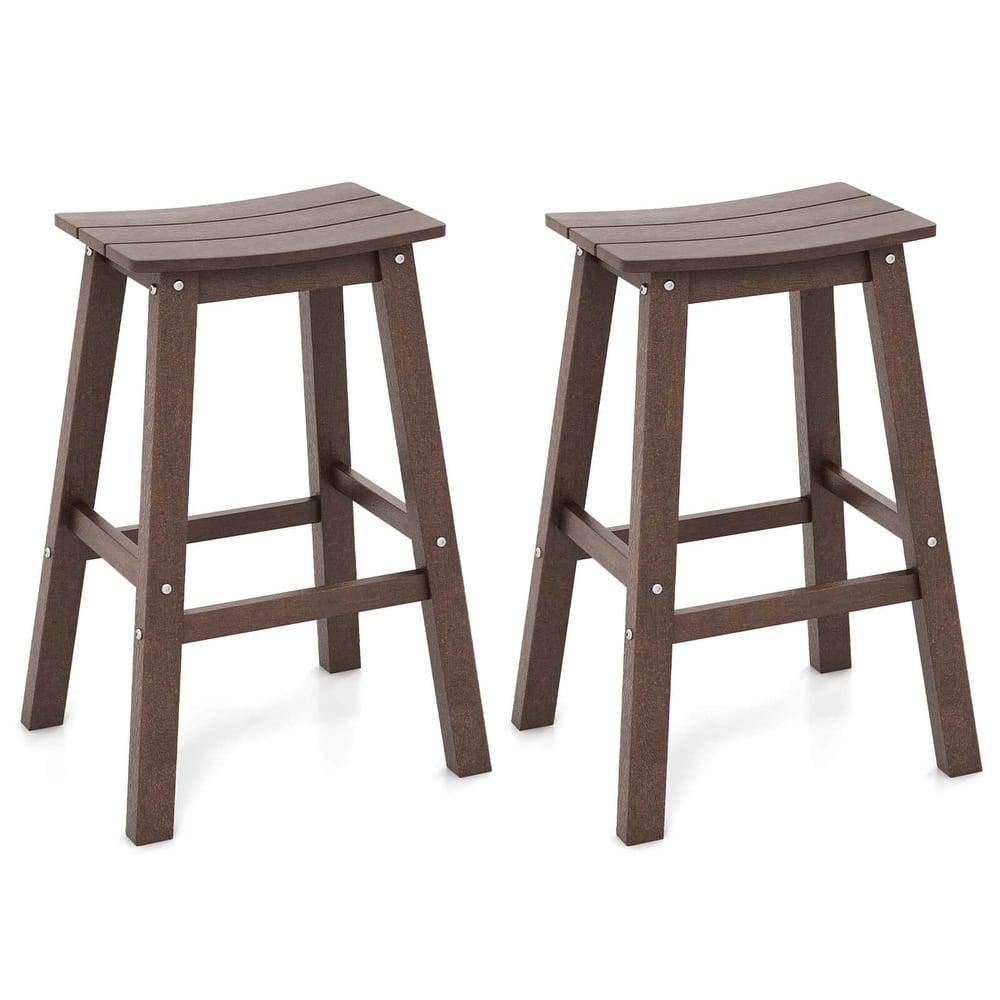 Costway 29" Patio Bar Stool Set of 2 with Curved Seat & Footrests for - See Details