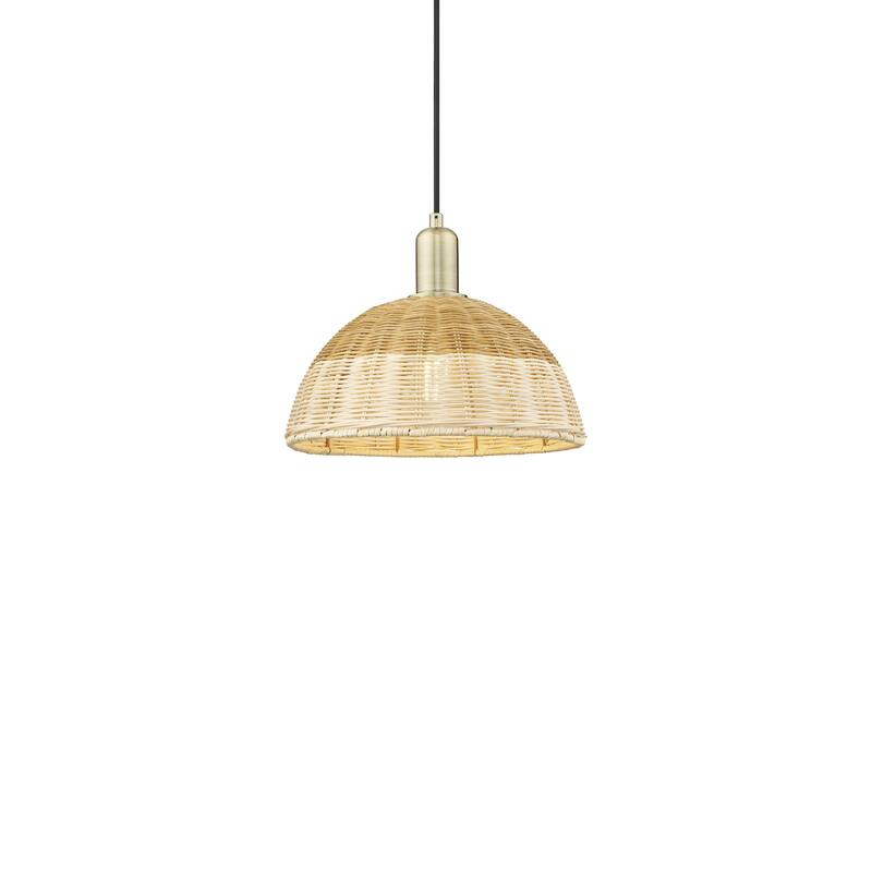Innovations Lighting 716-1P-15-12 Natural Ballston Dome Pendant - Antique Brass / Natural