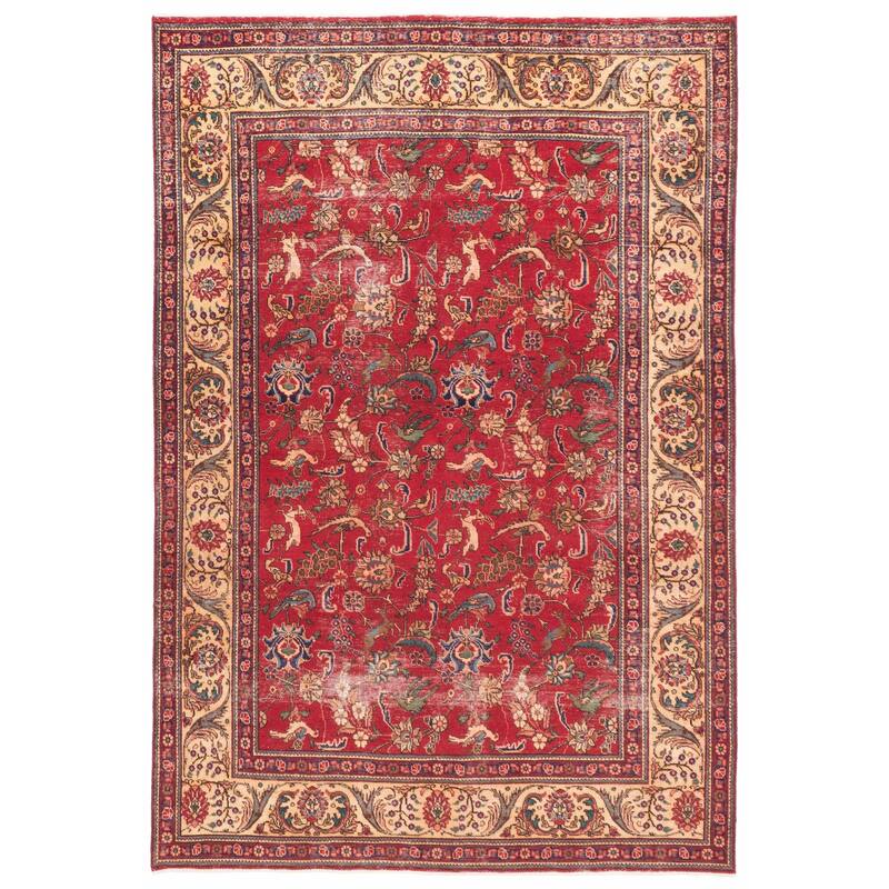 ECARPETGALLERY Hand-knotted Antalya Vintage Red Wool Rug - 6'6 x 9'7