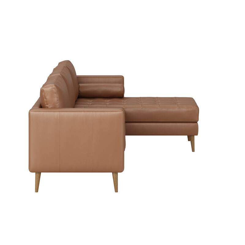 Breeze Mid Century Modern Sofa, Leather Couch with Tufted Cushion and Solid Wood Frame