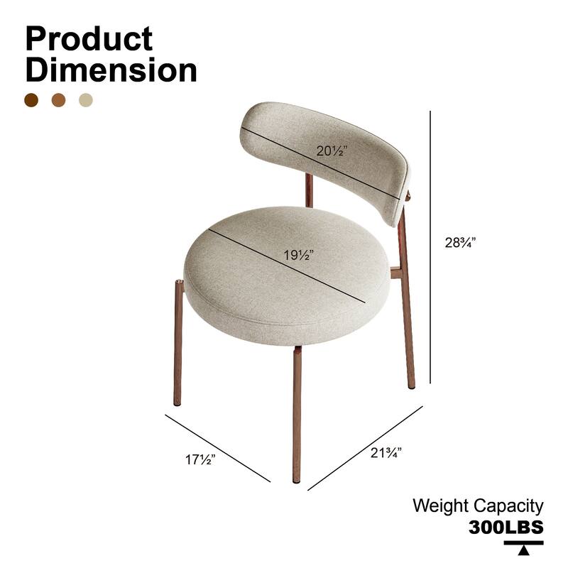 Ela Beige Upholstered Dining Chair with Metal Legs (Set of 6)