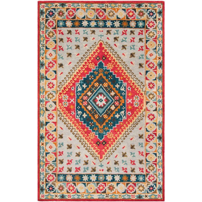 SAFAVIEH Handmade Heritage Striped Border Traditional Oriental Wool Rug
